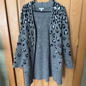 Nine West Black and White Leopard Cardigan